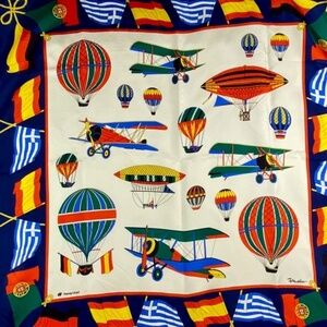 Vintage Windsor Hapag-Lloyd 100% Silk Scarf  34 X 34 Aeronautic Flags Spacecraft